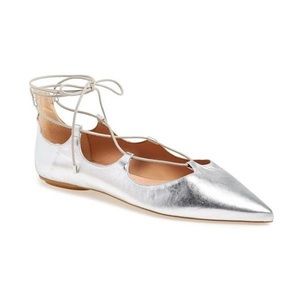 Topshop Leather Kingdom Pointy Toe Lace Up Flats